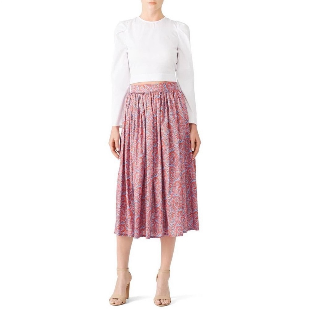 ALCOOLIQUE Malfada Red/Blue Printed Midi Skirt